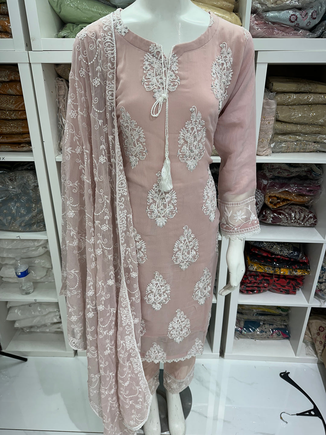 Three piece chiffon suits ready to wear