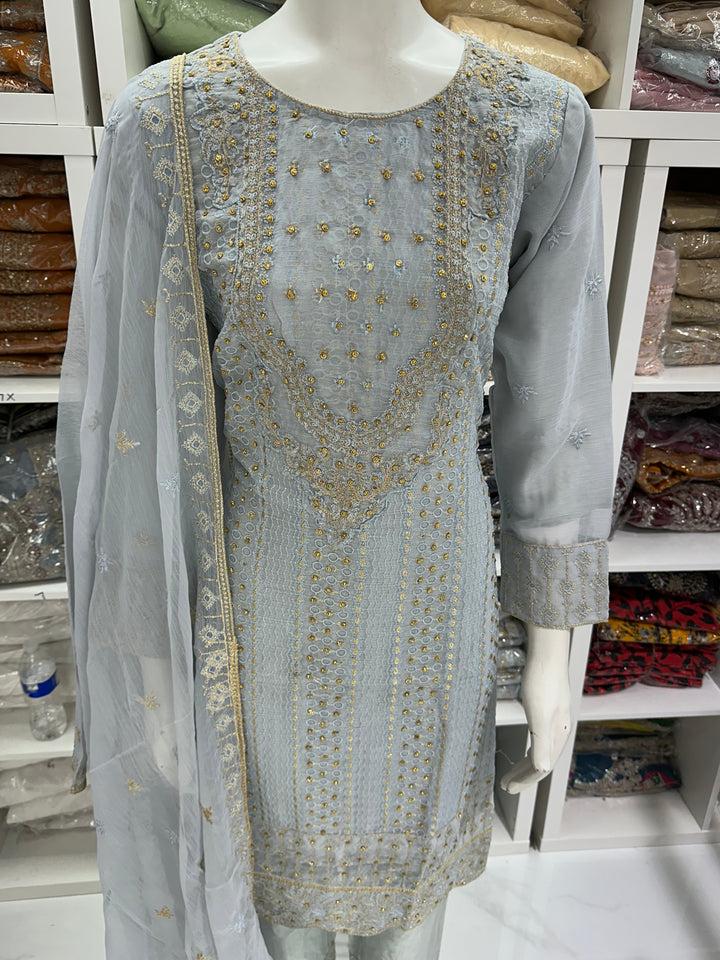 Three piece chiffon suits ready to wear