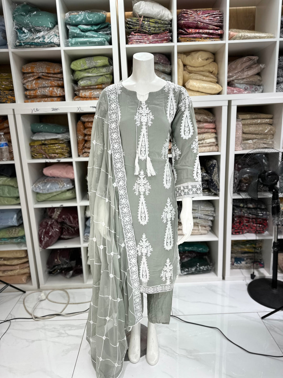 Three piece chiffon suits ready to wear