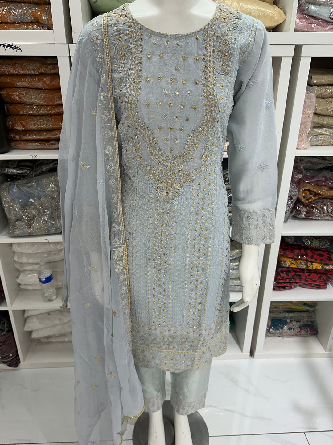 Three piece chiffon suits ready to wear