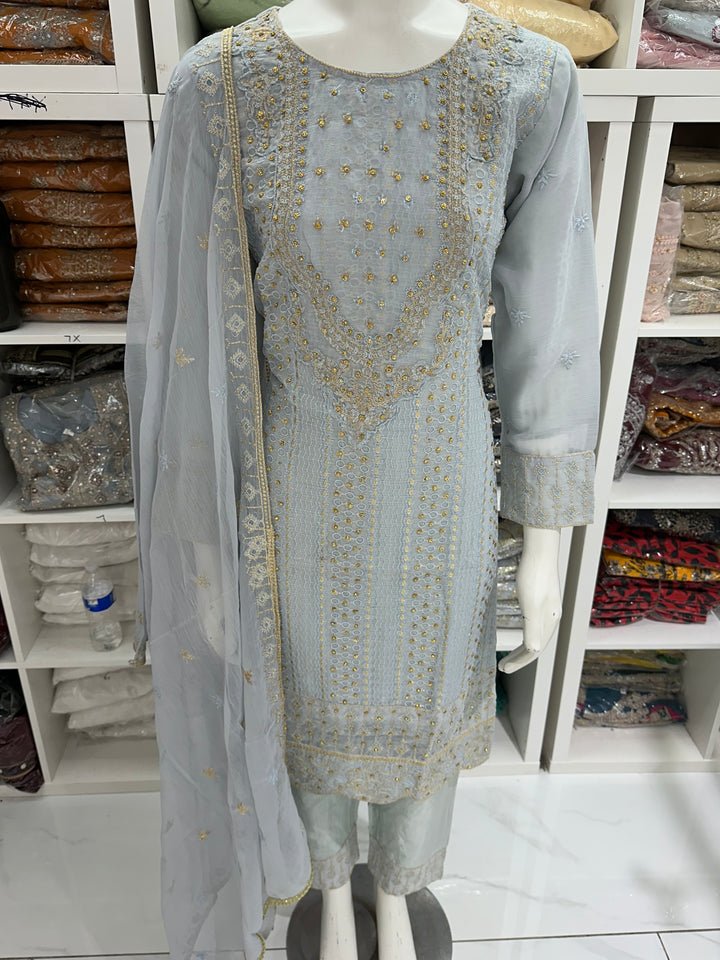 Three piece chiffon suits ready to wear