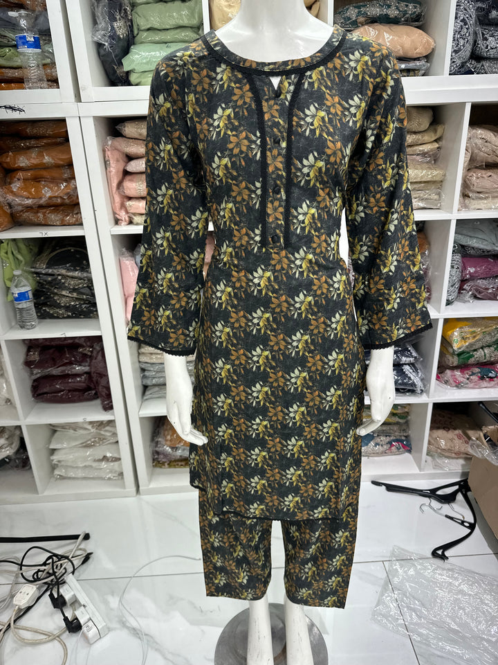 Two piece dhanak material suits in casual wear for winters