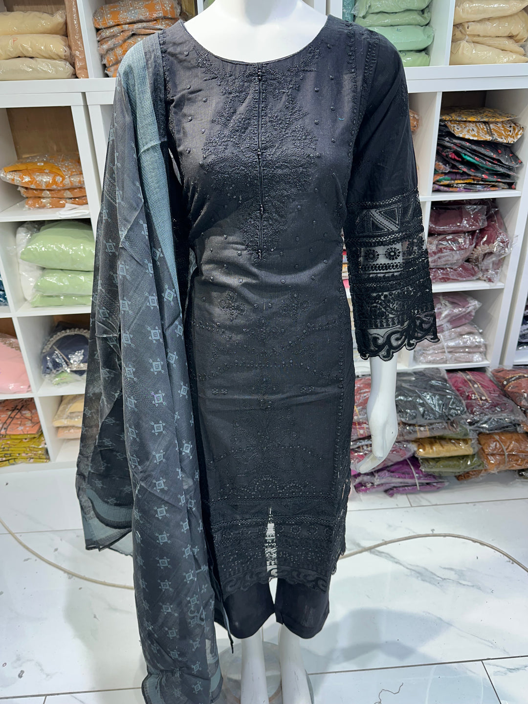 Three piece khadar material suits on offer perfect for home wear and occasional wear