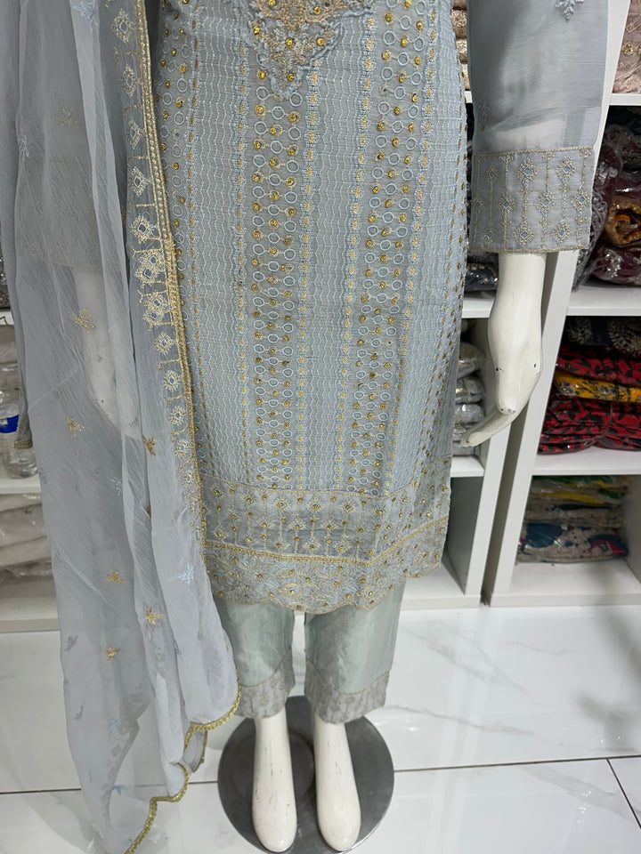 Three piece chiffon suits ready to wear