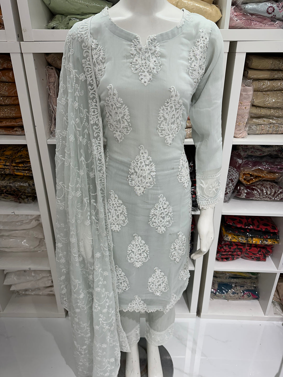 Three piece chiffon suits ready to wear