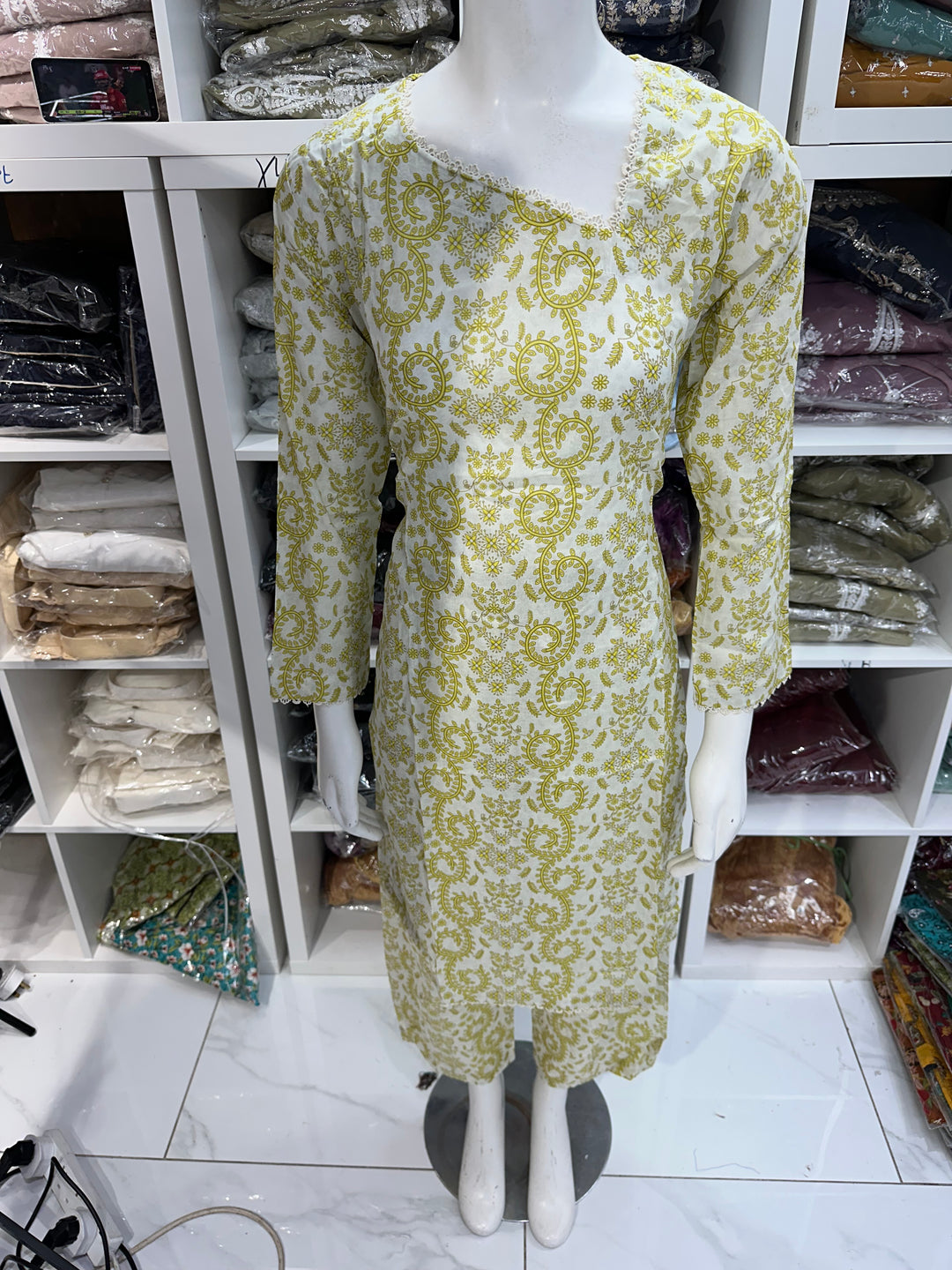 Two piece lawn material suits on offer