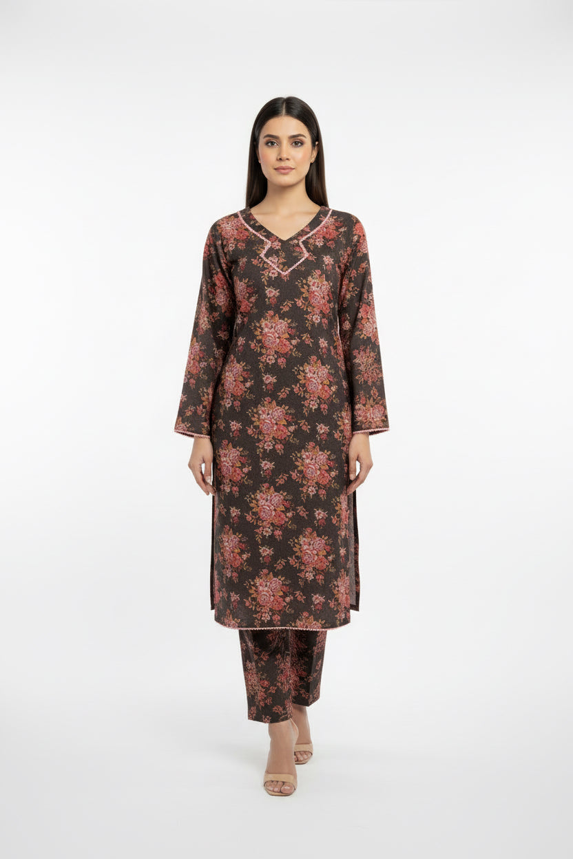 Two piece dhanak material suits in casual wear for winters