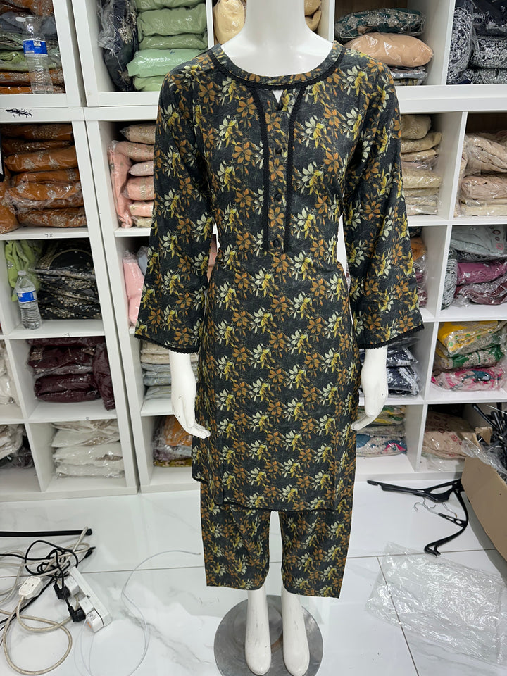 Two piece dhanak material suits in casual wear for winters