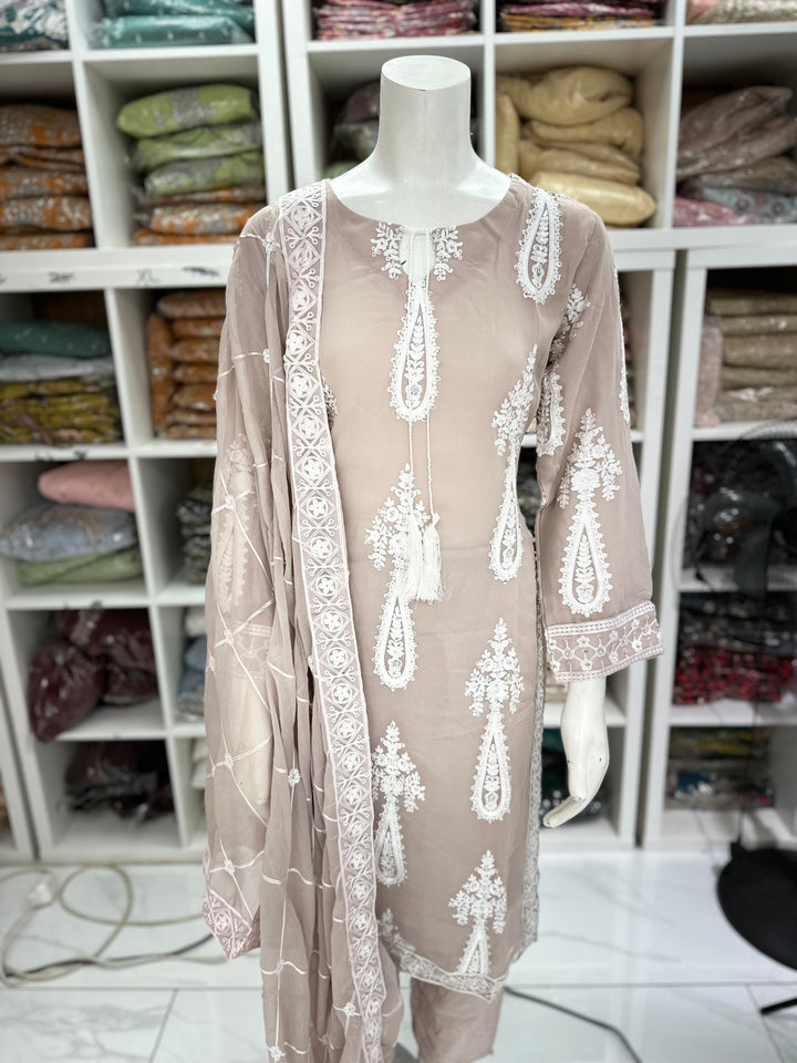 Three piece chiffon suits ready to wear