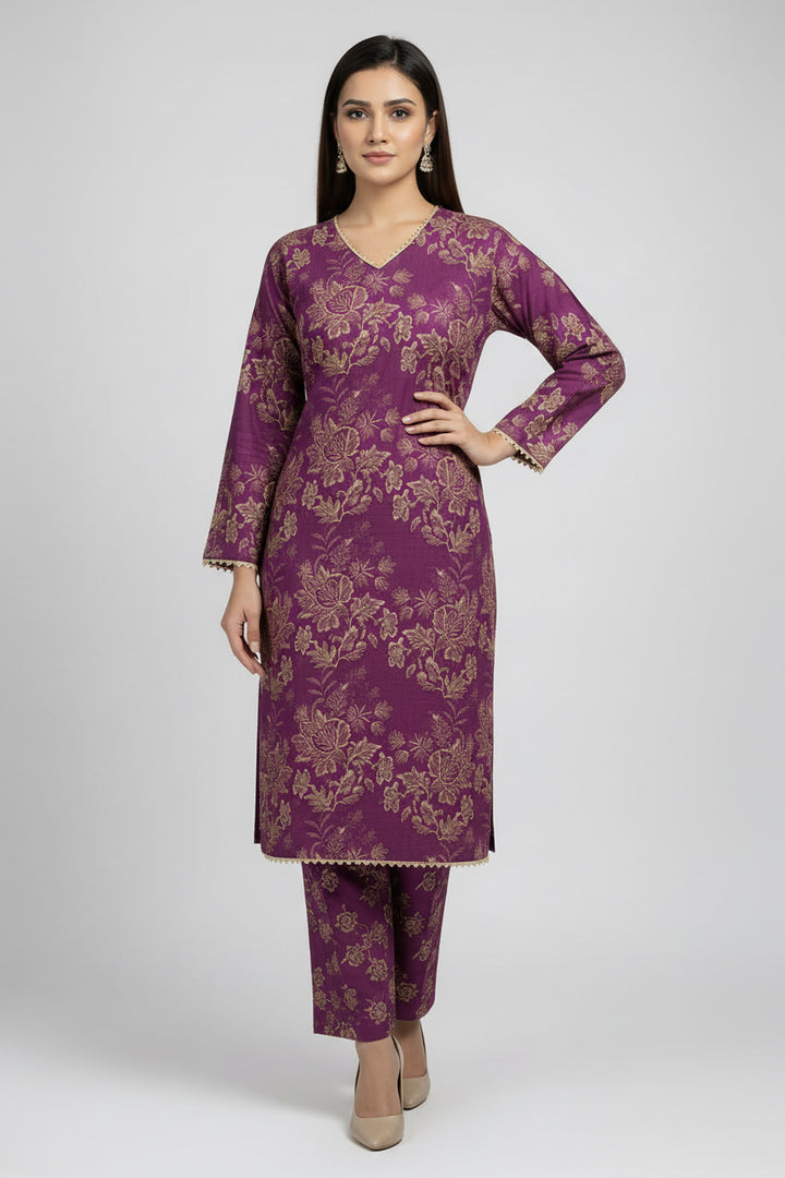 Two piece dhanak material suits in casual wear for winters