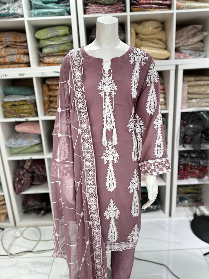 Three piece chiffon suits ready to wear