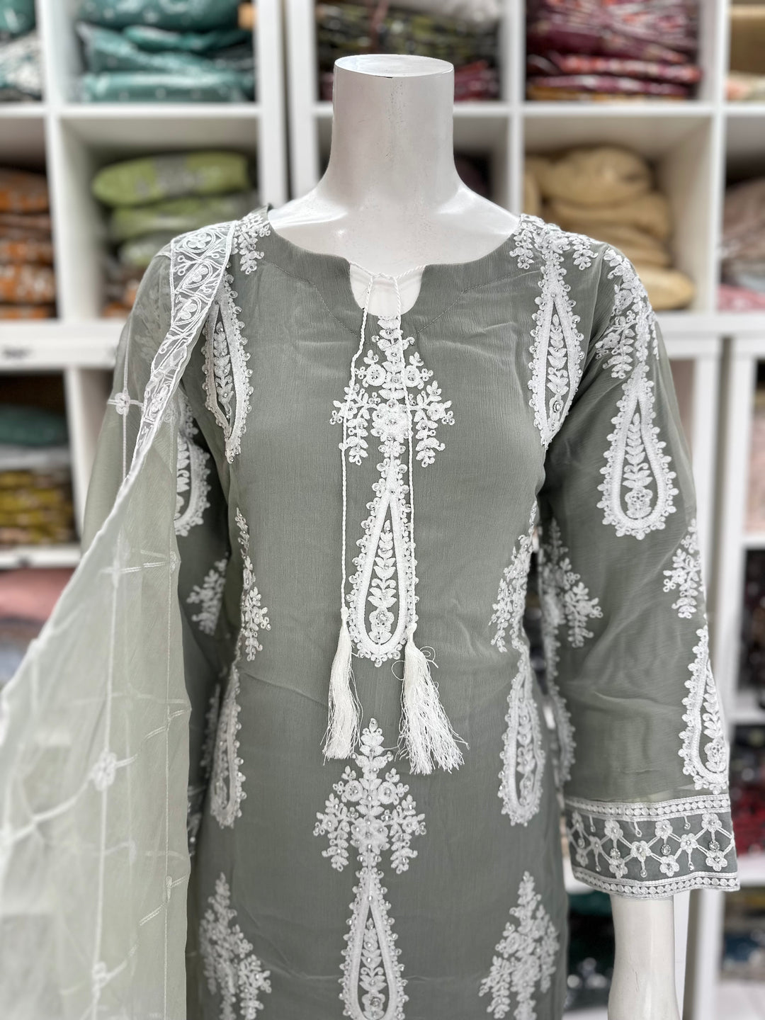 Three piece chiffon suits ready to wear