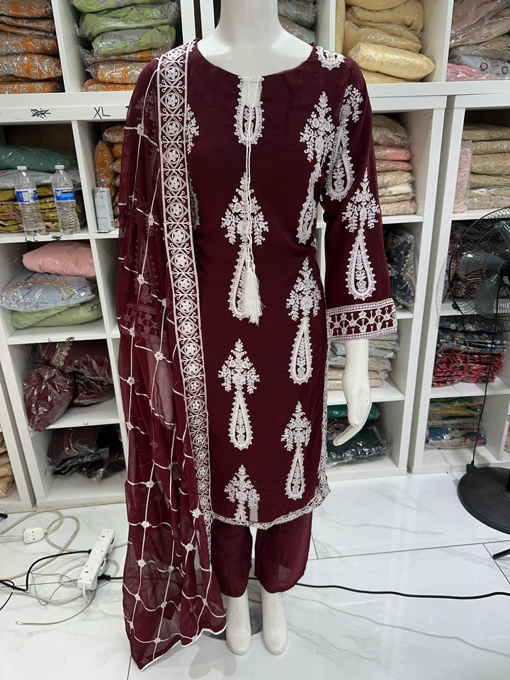 Three piece chiffon suits ready to wear