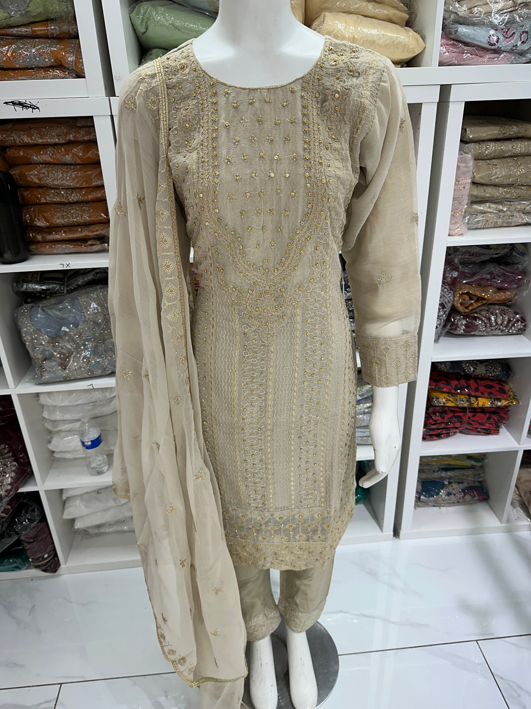 Three piece chiffon suits ready to wear