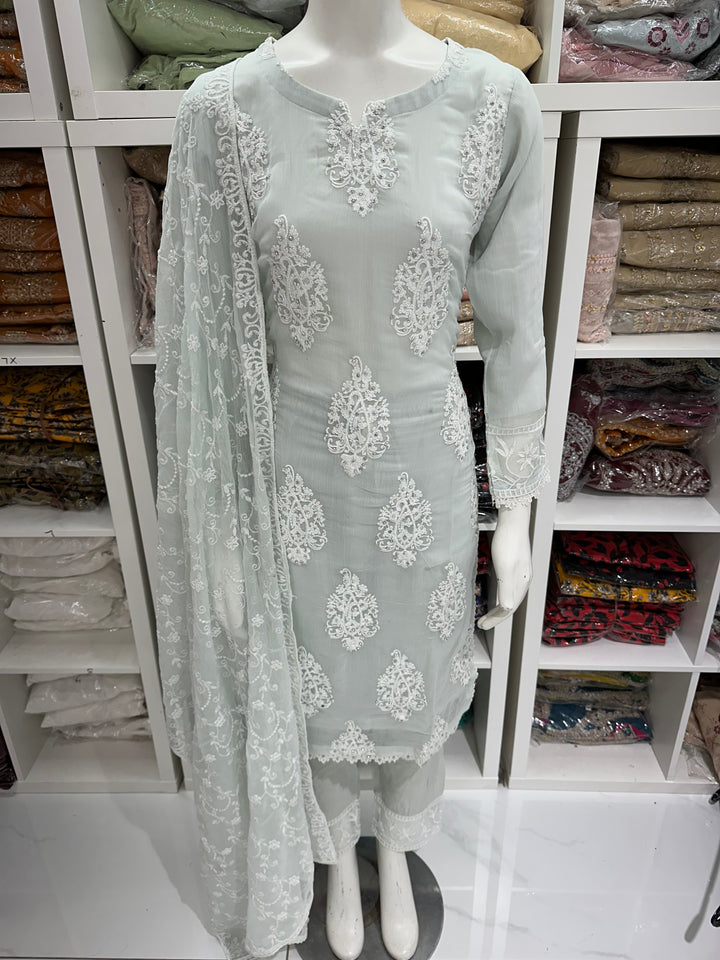 Three piece chiffon suits ready to wear