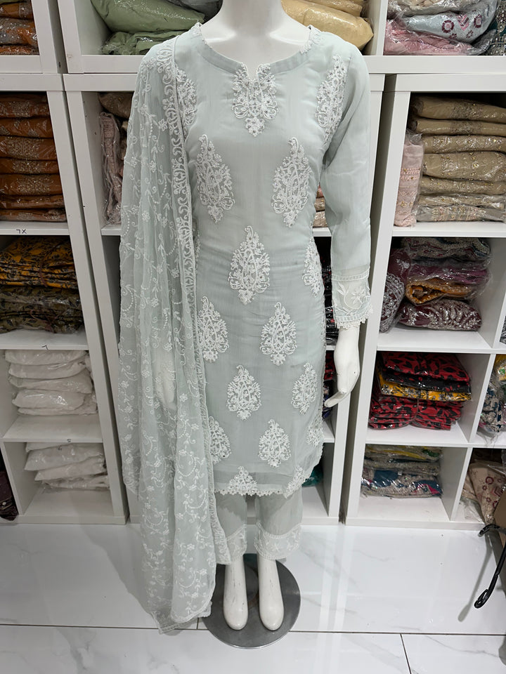 Three piece chiffon suits ready to wear