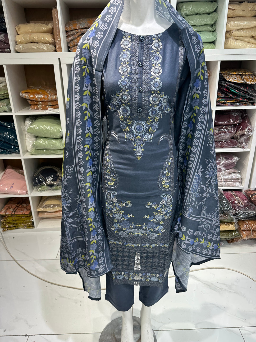 Three piece dhanak material suits on offer perfect for home wear and occasional wear