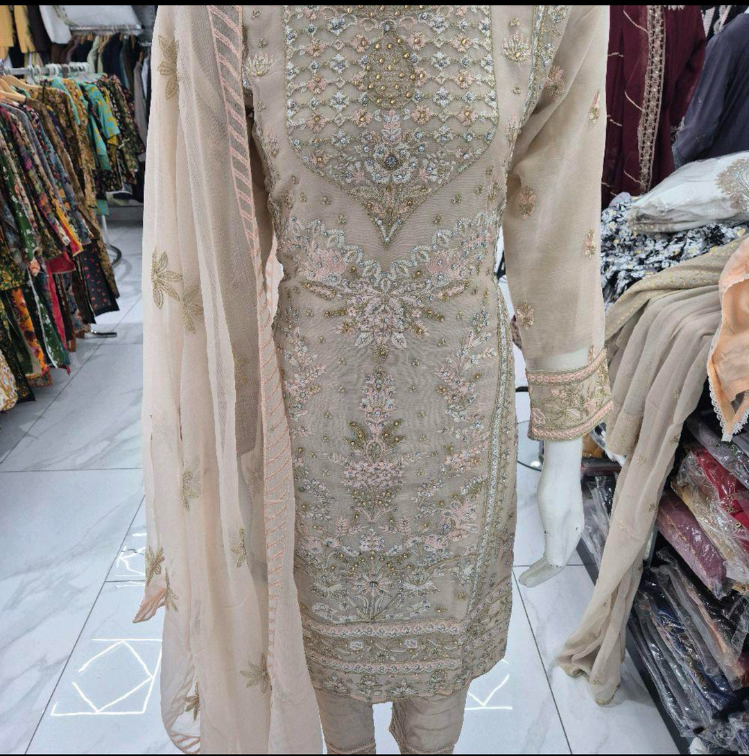 Three piece chiffon suits ready to wear