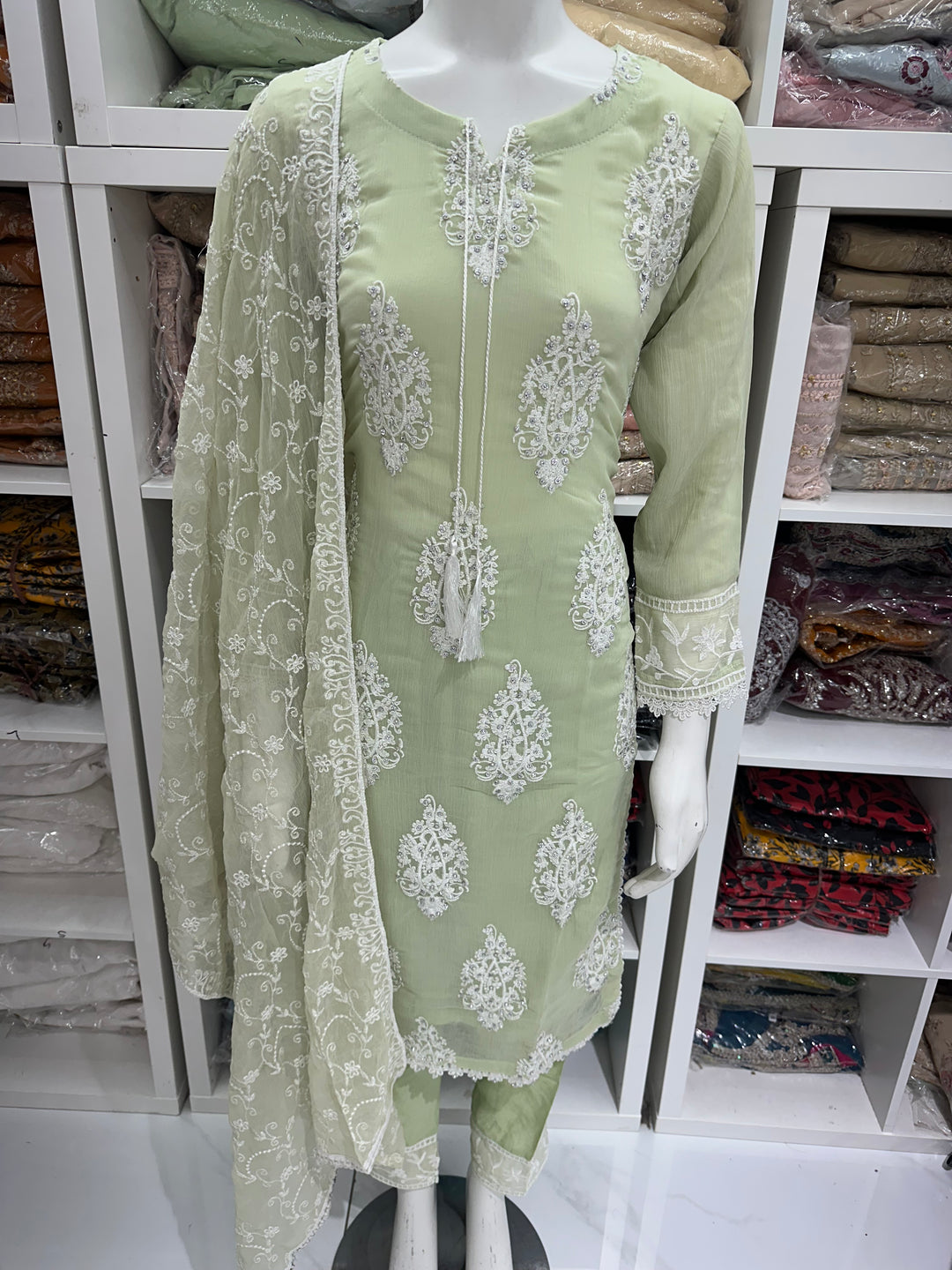 Three piece chiffon suits ready to wear