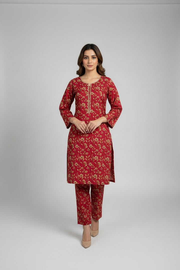 Two piece khadar material suits on offer