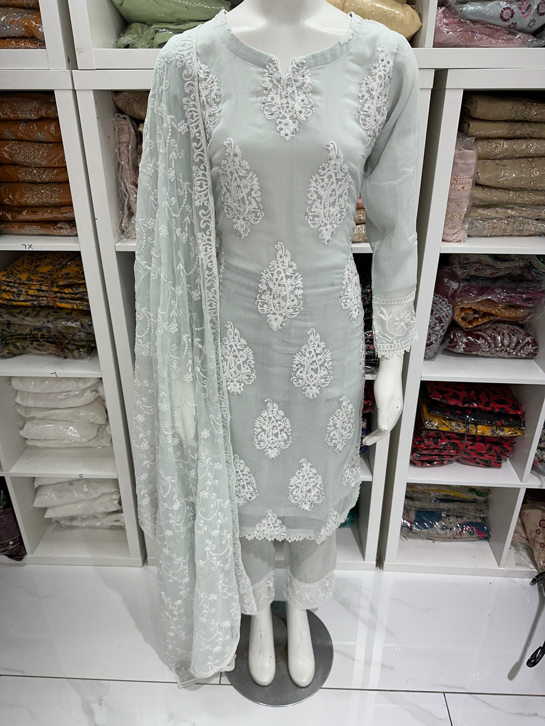 Three piece chiffon suits ready to wear