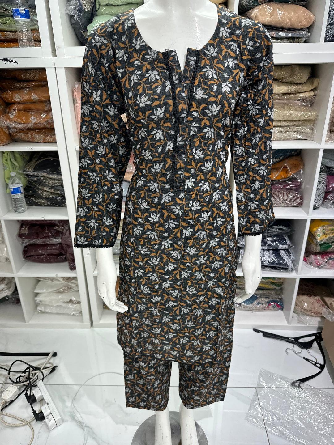 Two piece dhanak material suits in casual wear for winters