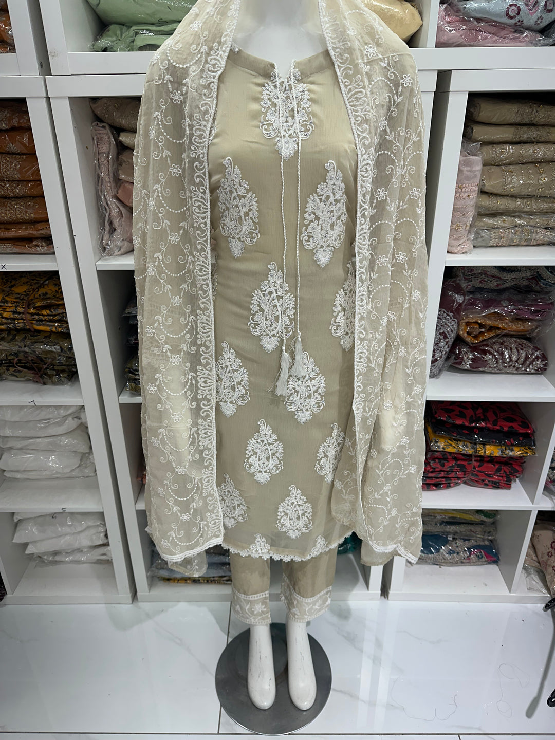 Three piece chiffon suits ready to wear