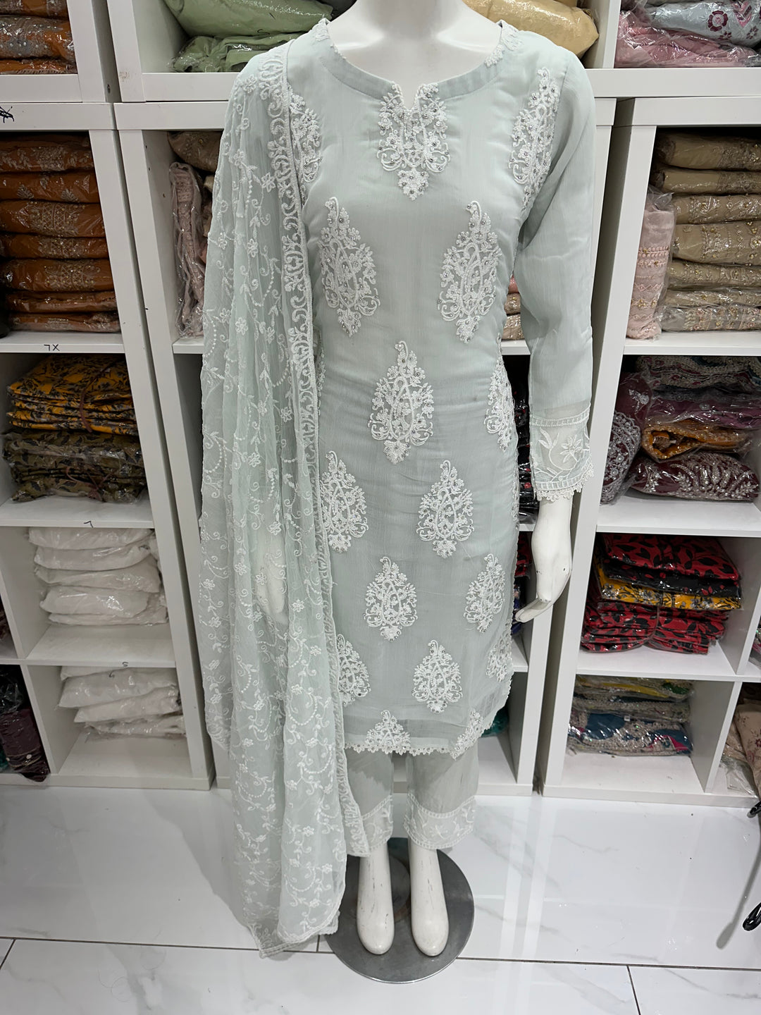 Three piece chiffon suits ready to wear