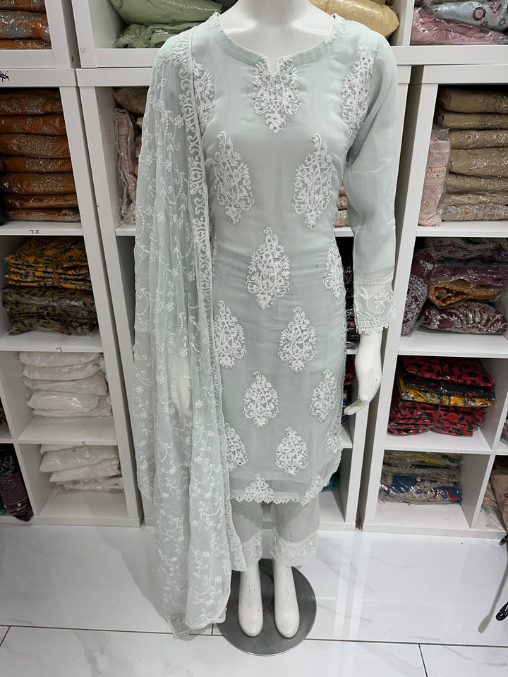 Three piece chiffon suits ready to wear