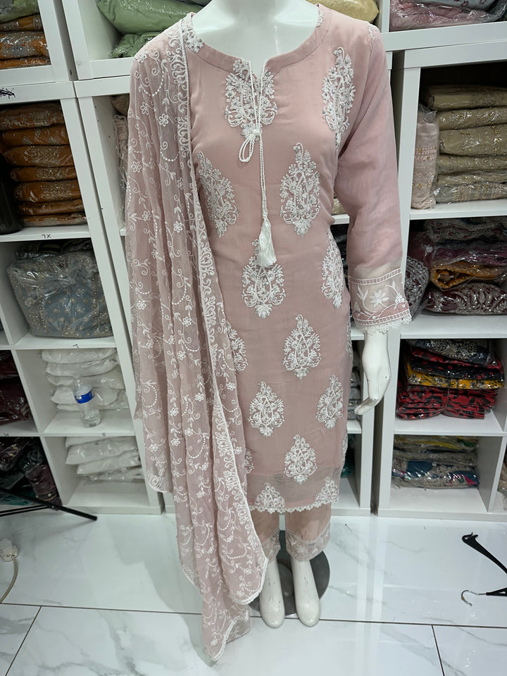 Three piece chiffon suits ready to wear