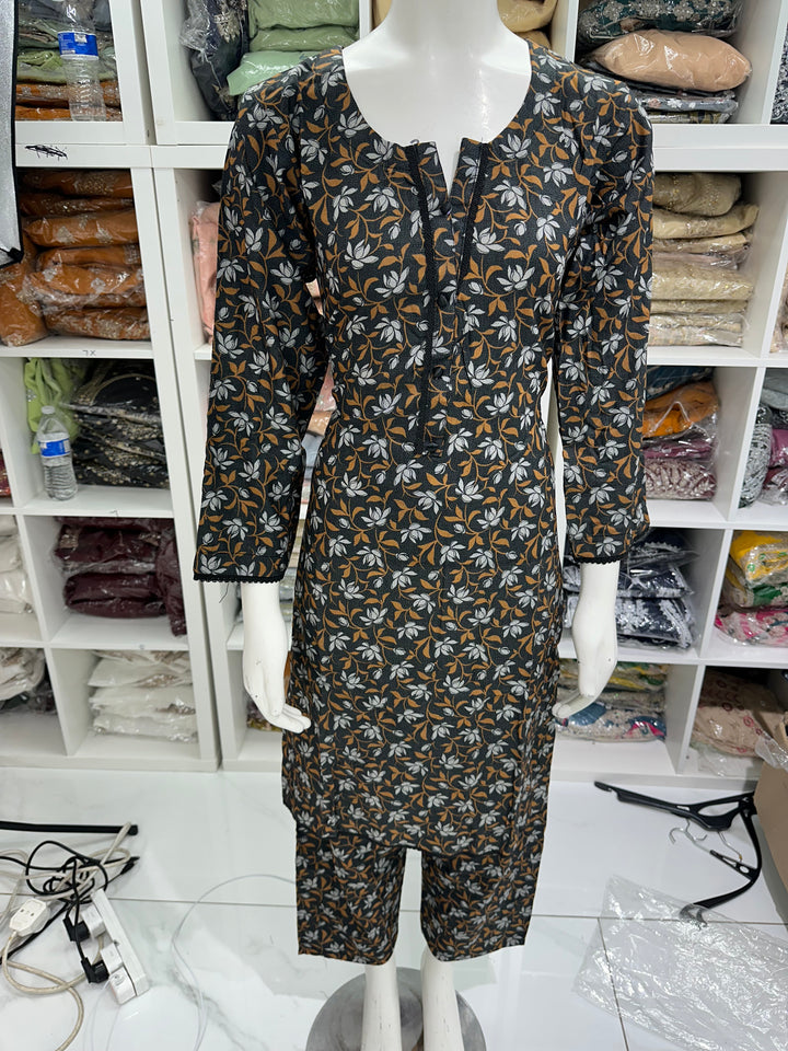 Two piece dhanak material suits in casual wear for winters