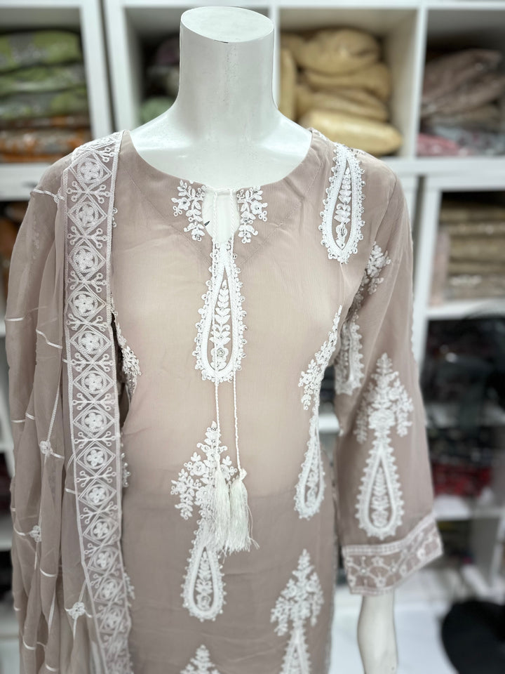 Three piece chiffon suits ready to wear