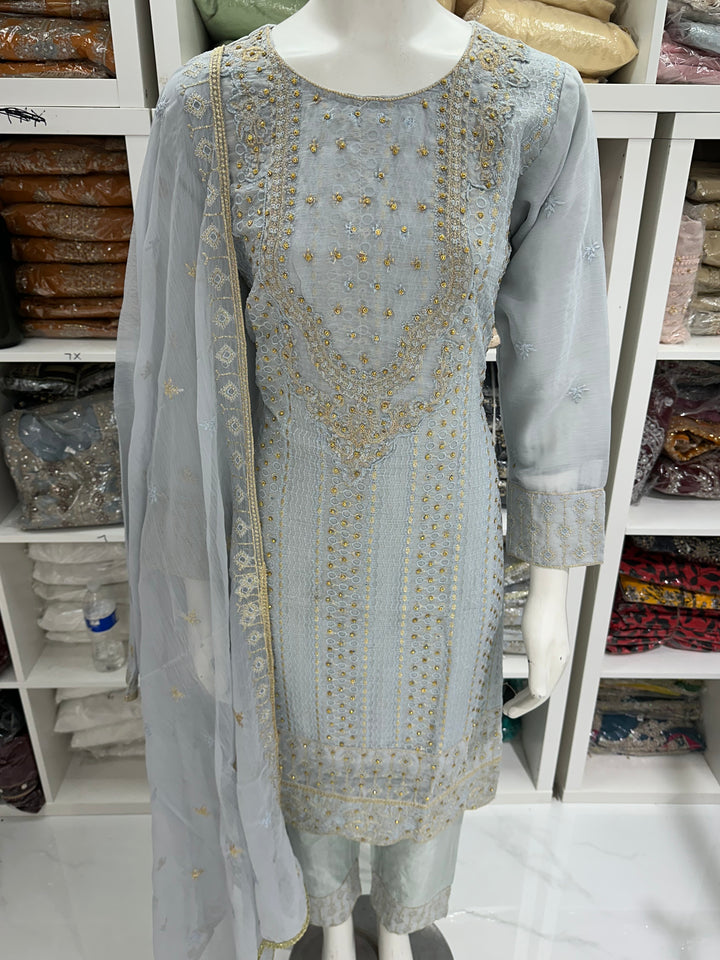 Three piece chiffon suits ready to wear