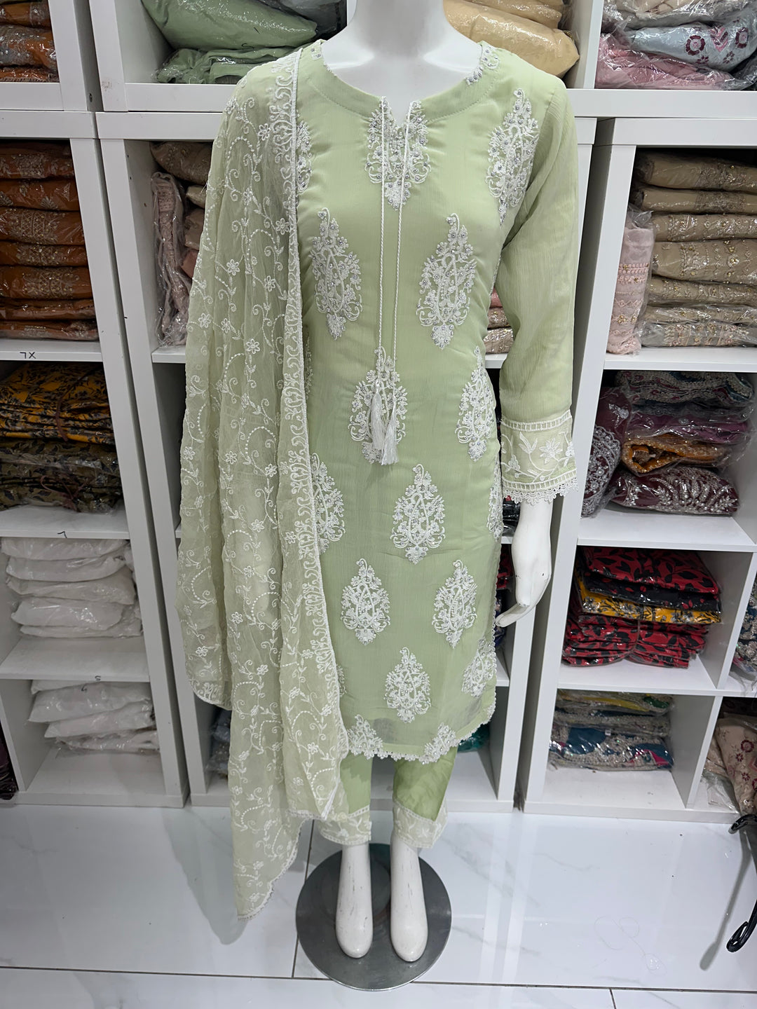Three piece chiffon suits ready to wear