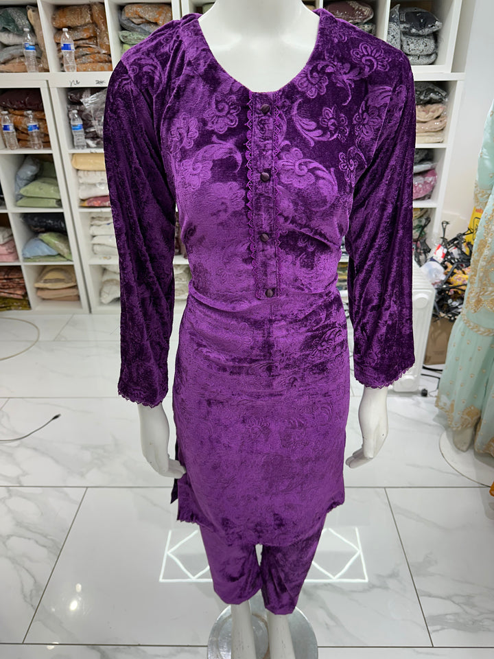 Two piece velvet suits in mother and daughter best seller suit