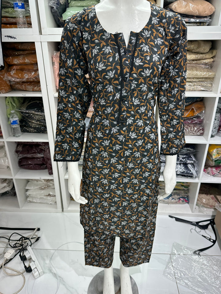 Two piece dhanak material suits in casual wear for winters