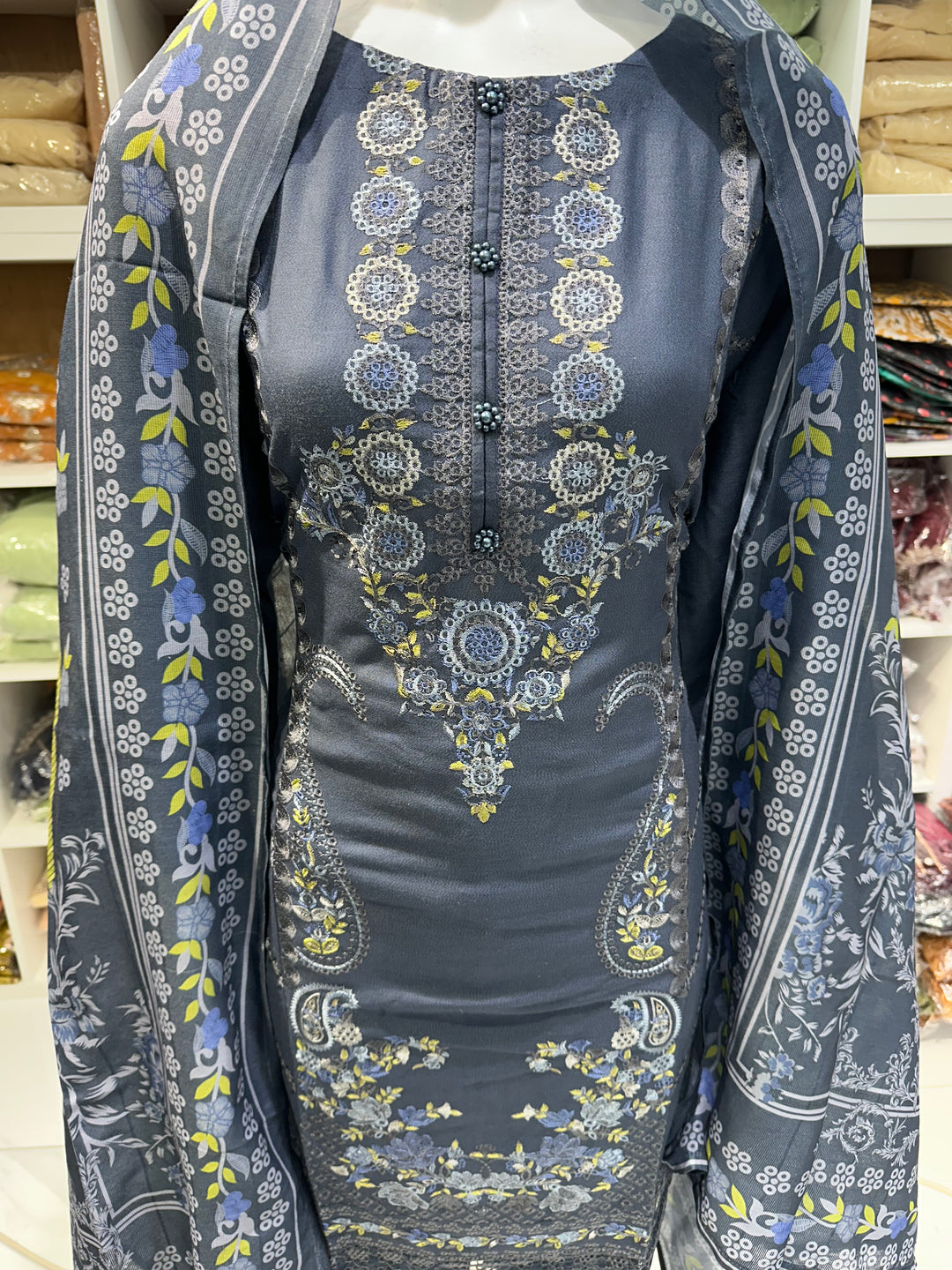 Three piece dhanak material suits on offer perfect for home wear and occasional wear