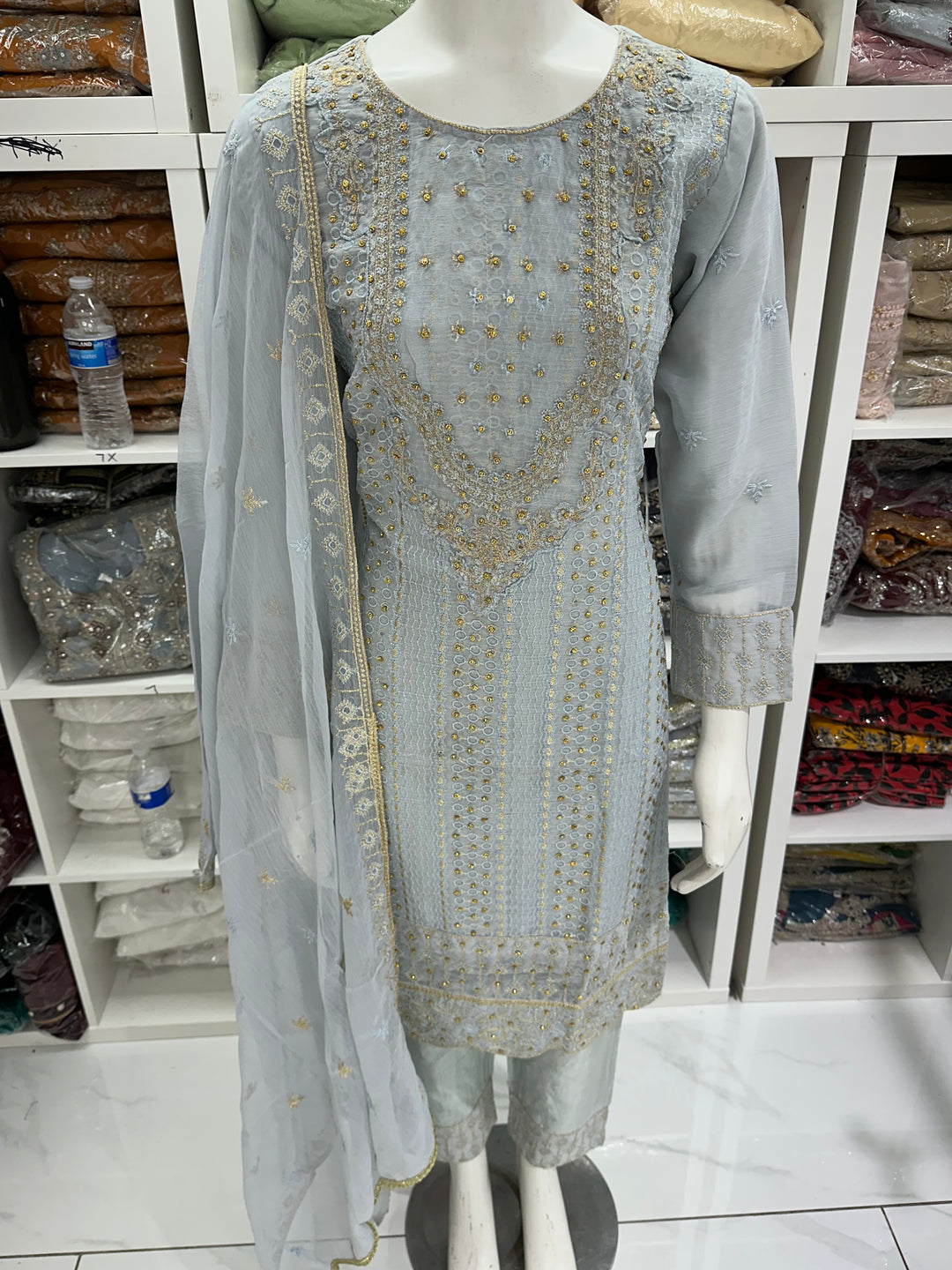 Three piece chiffon suits ready to wear