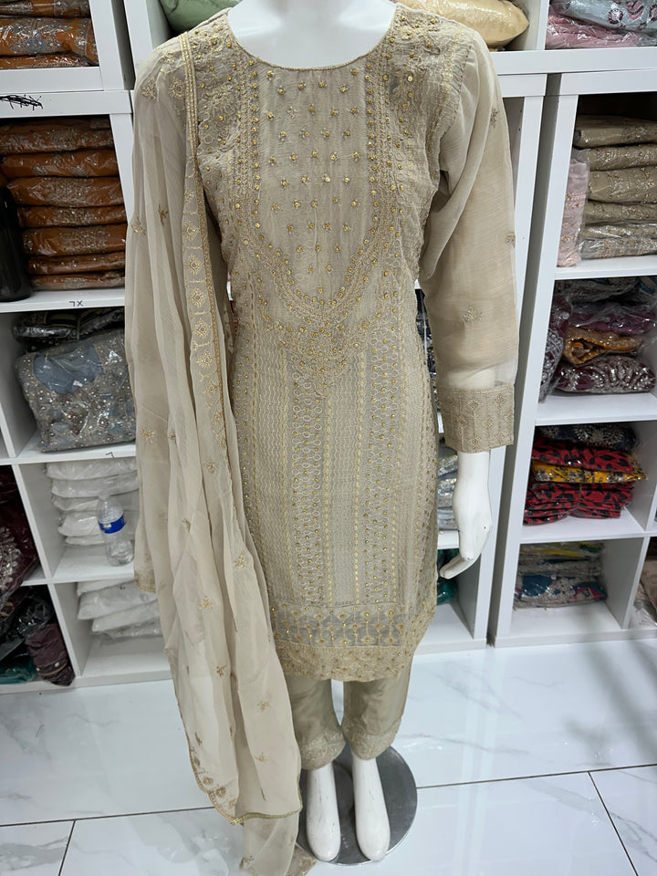 Three piece chiffon suits ready to wear