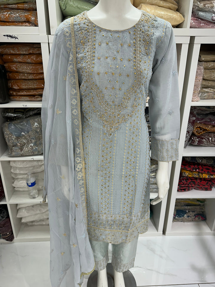 Three piece chiffon suits ready to wear