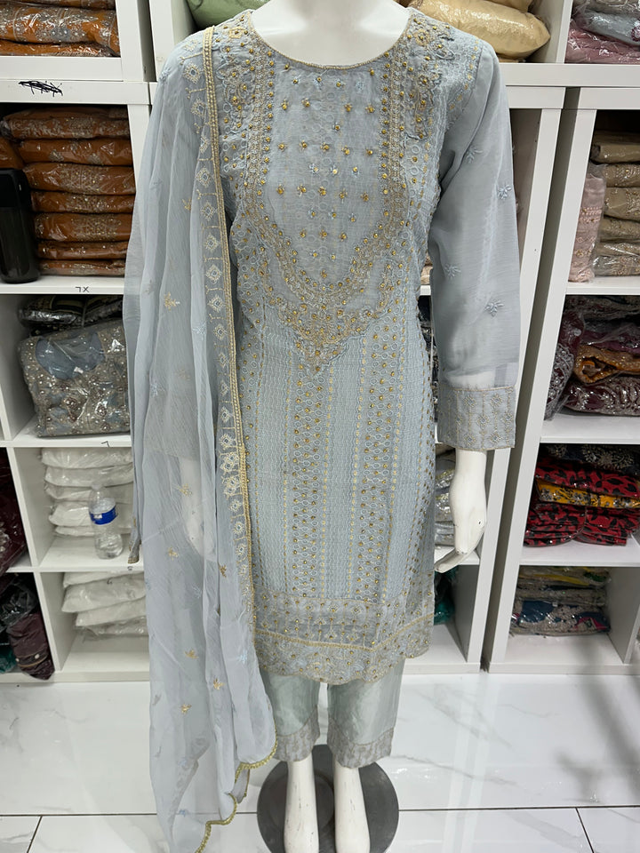 Three piece chiffon suits ready to wear