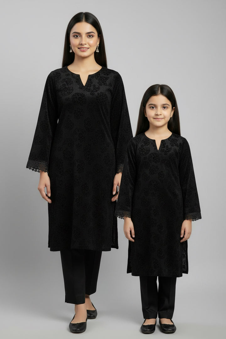 Two piece velvet suits in mother and daughter best seller suit