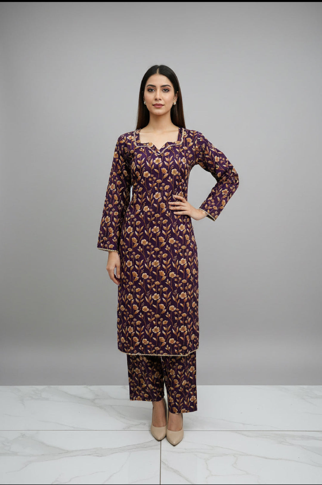 Two piece khadar material suits on offer