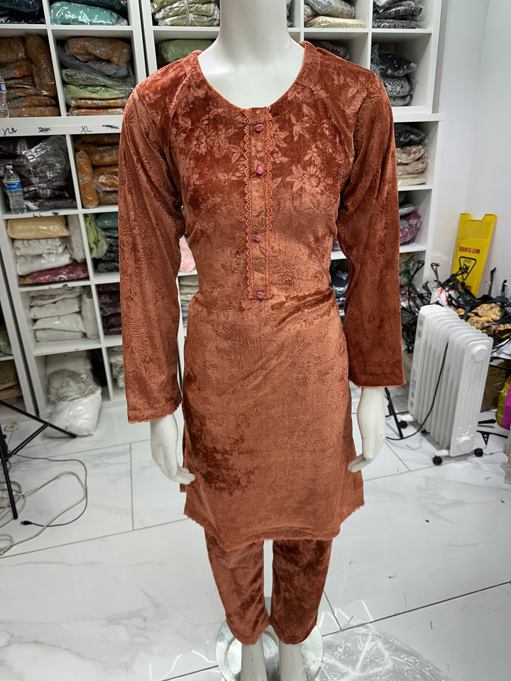 Two piece velvet suits in mother and daughter best seller suit