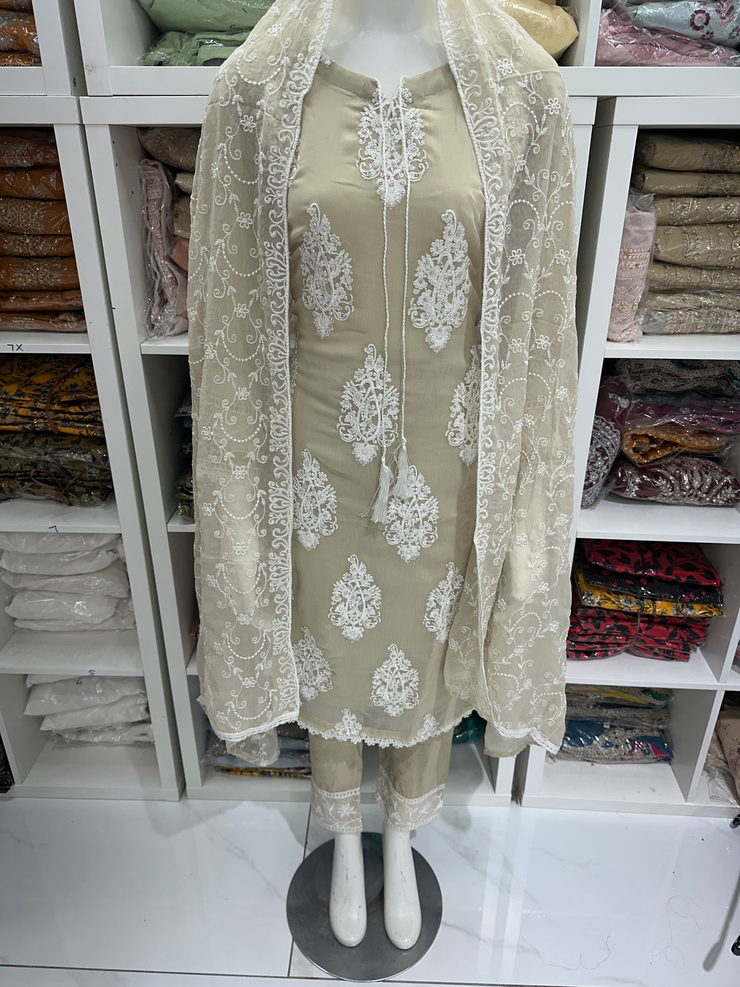 Three piece chiffon suits ready to wear