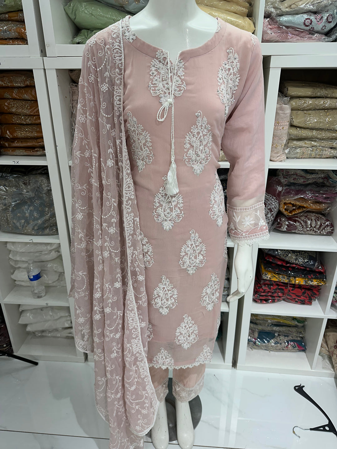 Three piece chiffon suits ready to wear