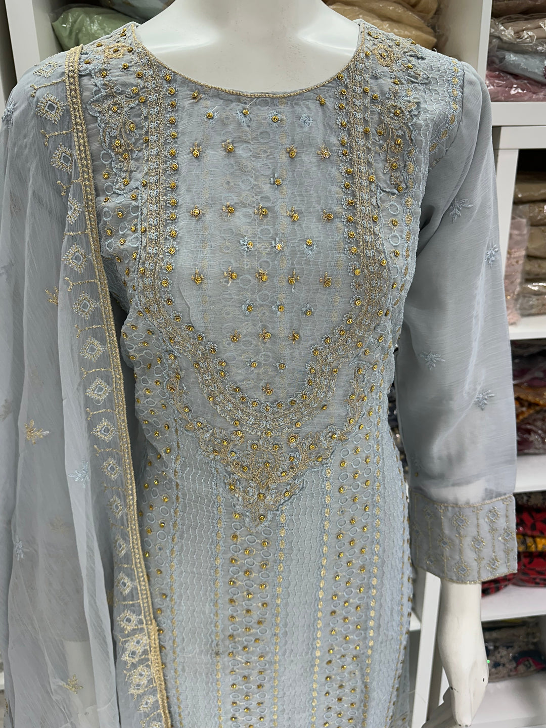 Three piece chiffon suits ready to wear