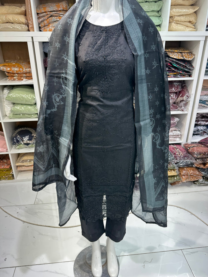 Three piece khadar material suits on offer perfect for home wear and occasional wear