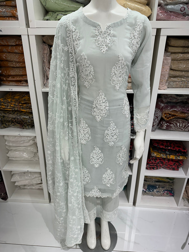 Three piece chiffon suits ready to wear