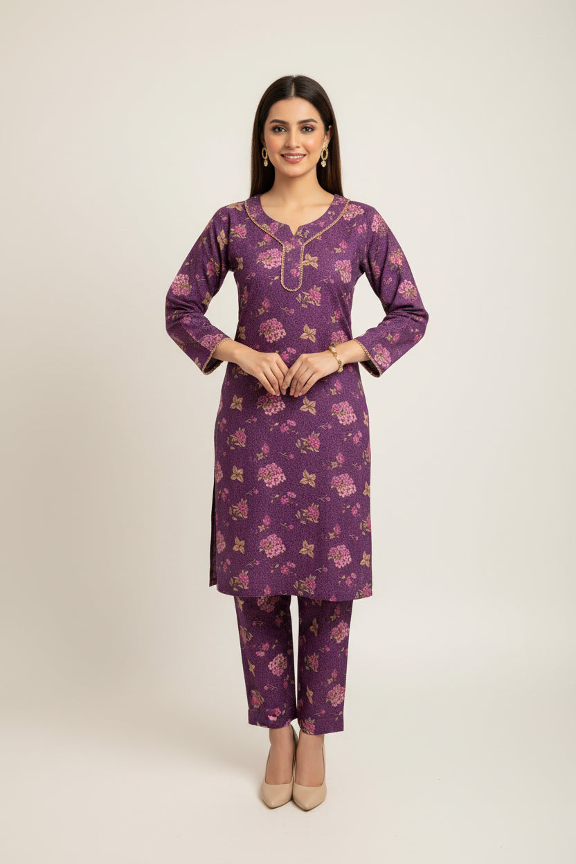 Two piece dhanak material suits in casual wear for winters